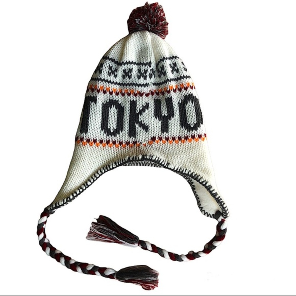Robin Ruth Knitted‎ Plush Interior Ear-Flaps Tokio Hat -Tassels, Pom-Pom Unisex